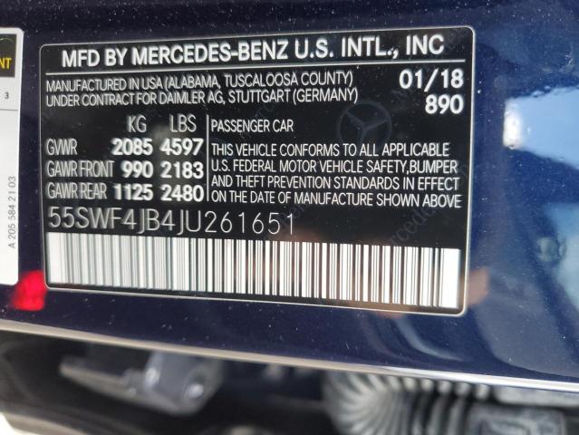 55SWF4JB4JU261651 2018 MERCEDES-BENZ C-CLASS - Image 12