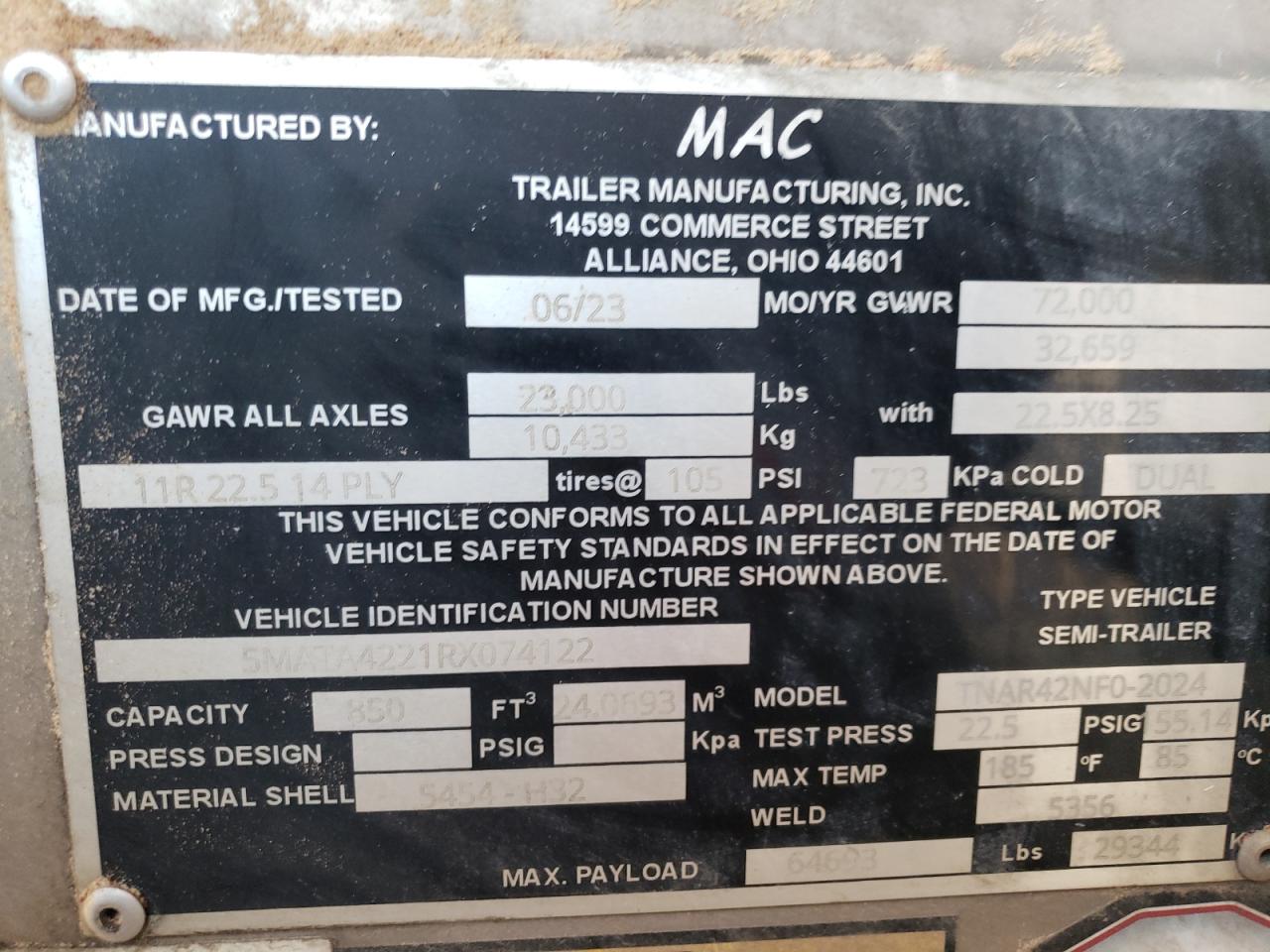 5MATA4221RX074122 MACK TRAILER 2024