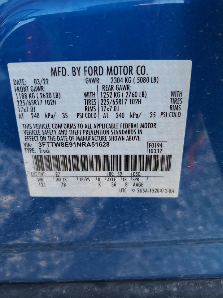 3FTTW8E91NRA51628 FORD MAVERICK 2022
