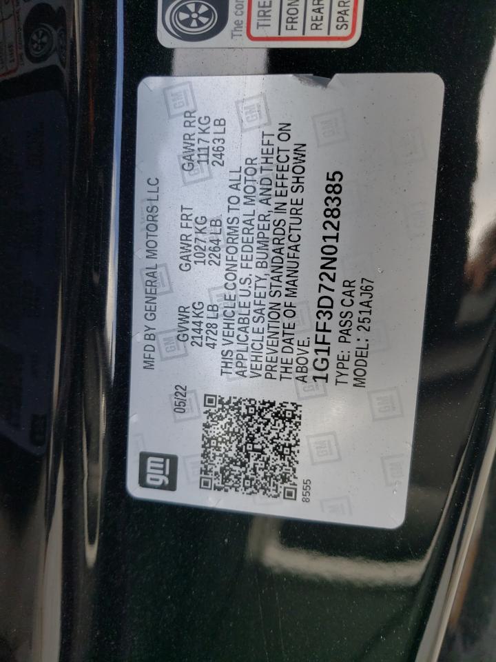 1G1FF3D72N0128385 2022 Chevrolet Camaro Lt1