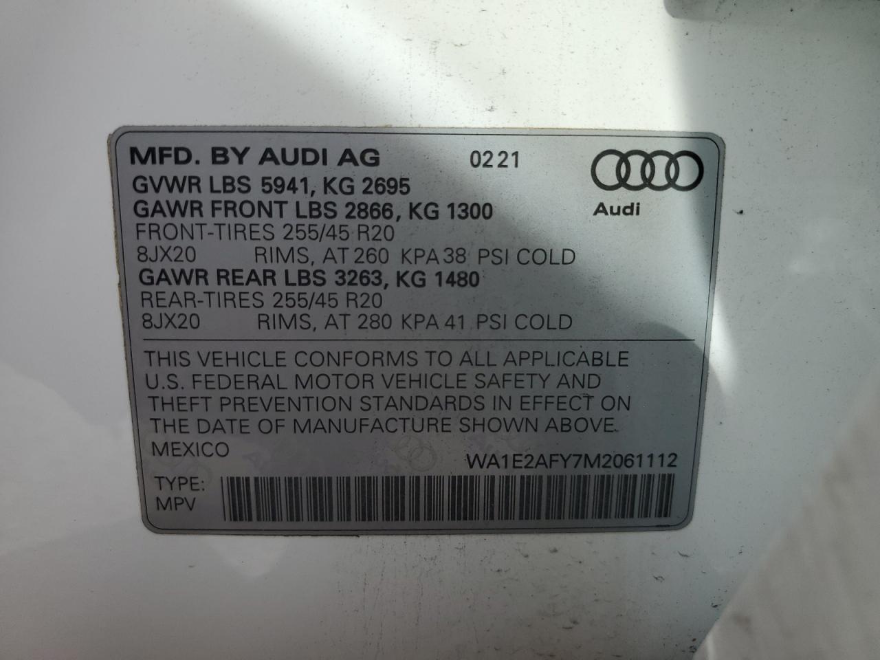 WA1E2AFY7M2061112 AUDI Q5 2021