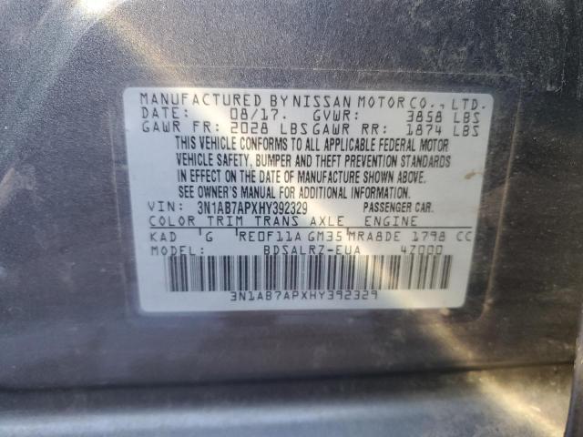 2017 NISSAN SENTRA S/S 3N1AB7APXHY392329