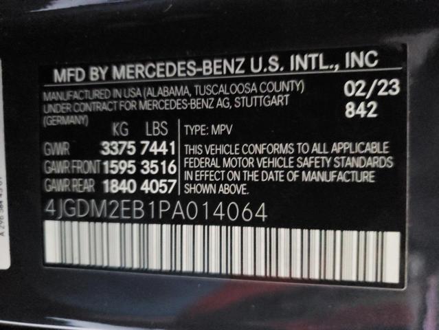 2023 MERCEDES-BENZ EQS SUV 45 4JGDM2EB1PA014064