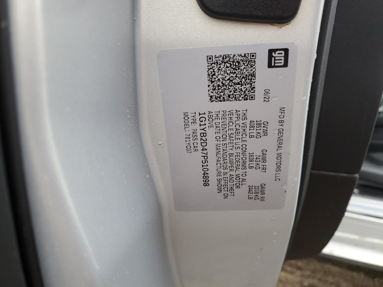 1G1YB2D47P5104898 CHEVROLET CORVETTE 2023