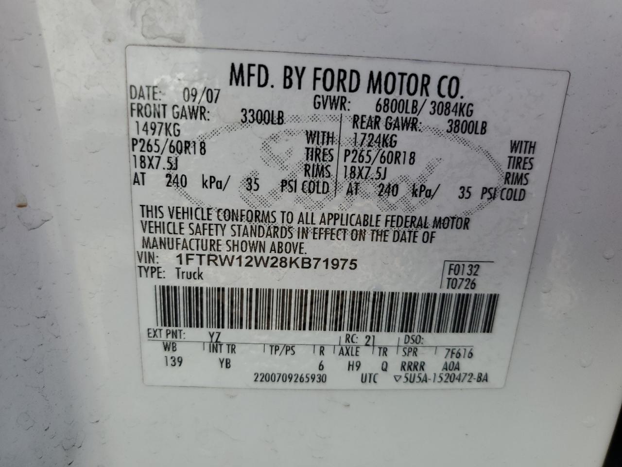 1FTRW12W28KB71975 2008 Ford F150 Supercrew