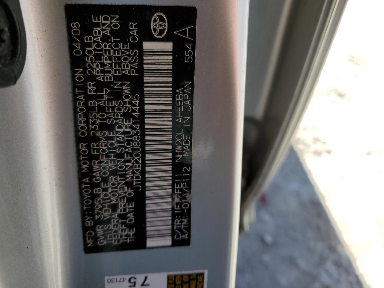 JTDKB20U883414445 2008 Toyota Prius