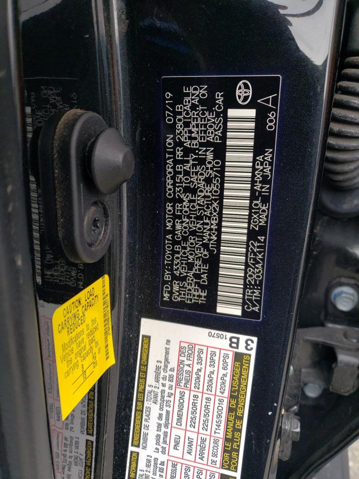 JTNKHMBX2K1055710 TOYOTA C-HR 2019