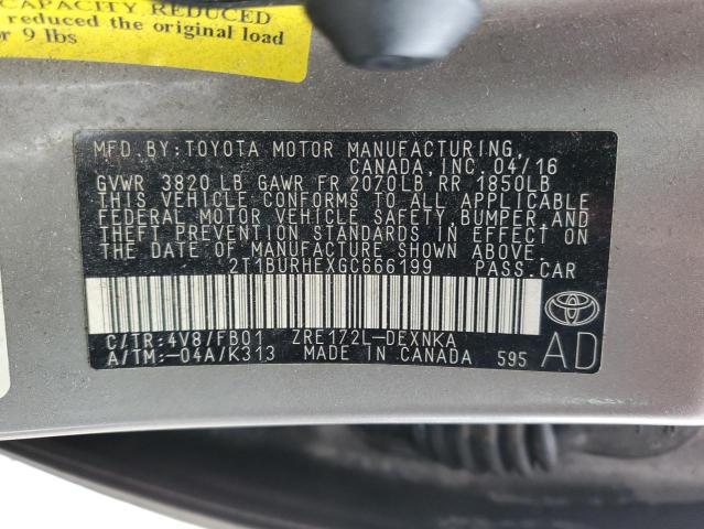 2016 TOYOTA COROLLA L - 2T1BURHEXGC666199