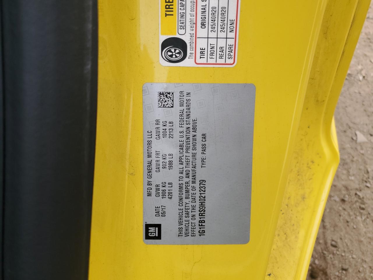 1G1FB1RS9H0212379 CHEVROLET CAMARO 2017