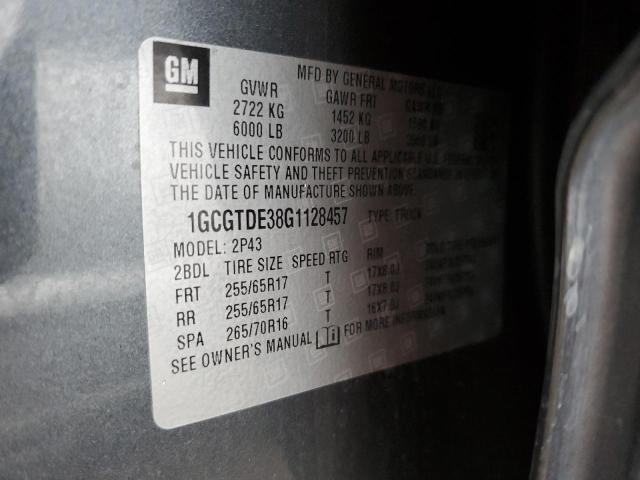 2016 CHEVROLET COLORADO Z 1GCGTDE38G1128457