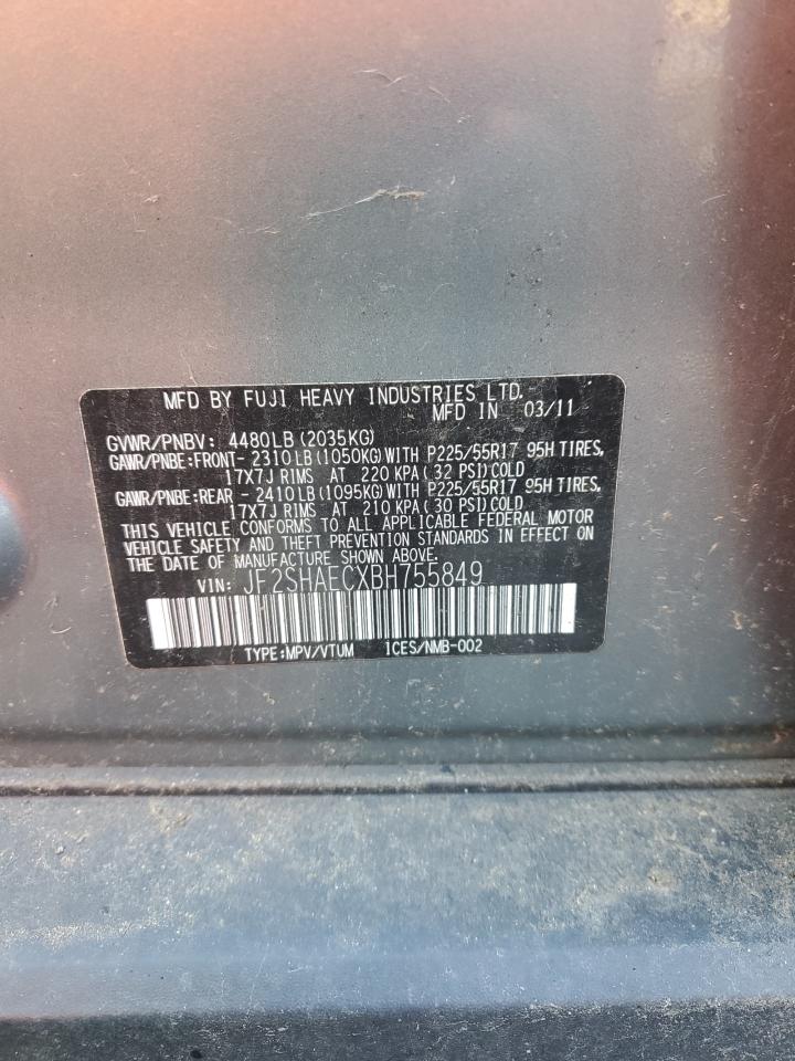 JF2SHAECXBH755849 2011 Subaru Forester Limited