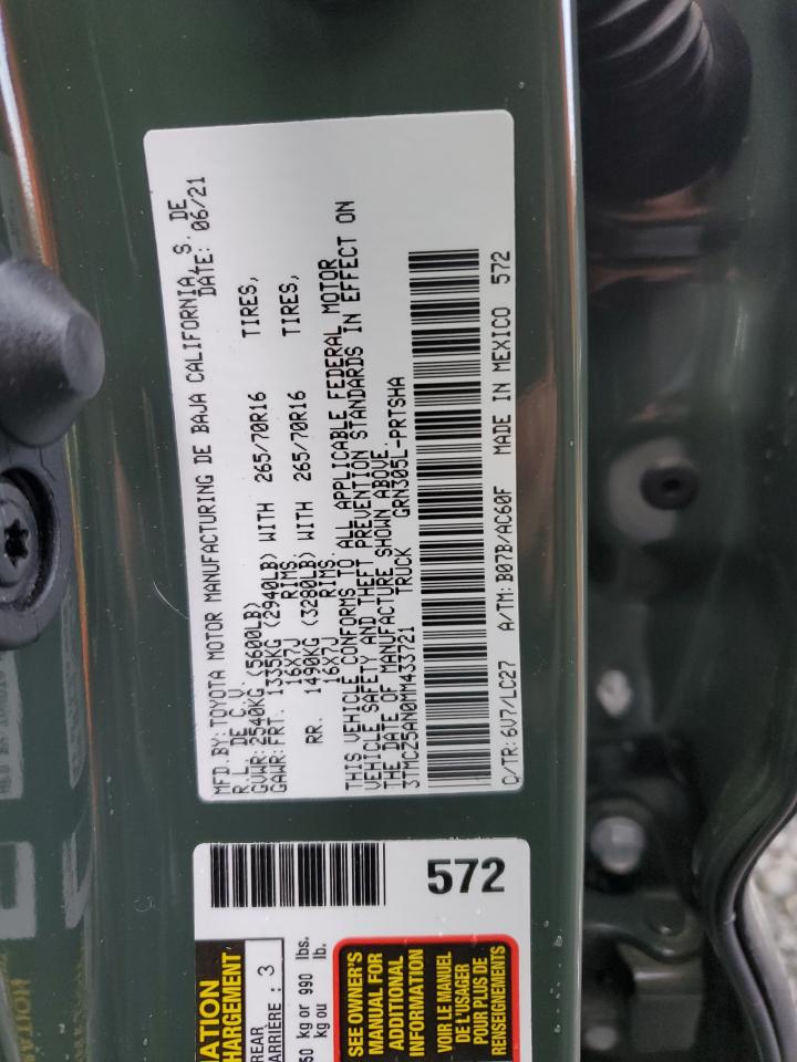 3TMCZ5AN0MM433721 TOYOTA TACOMA 2021
