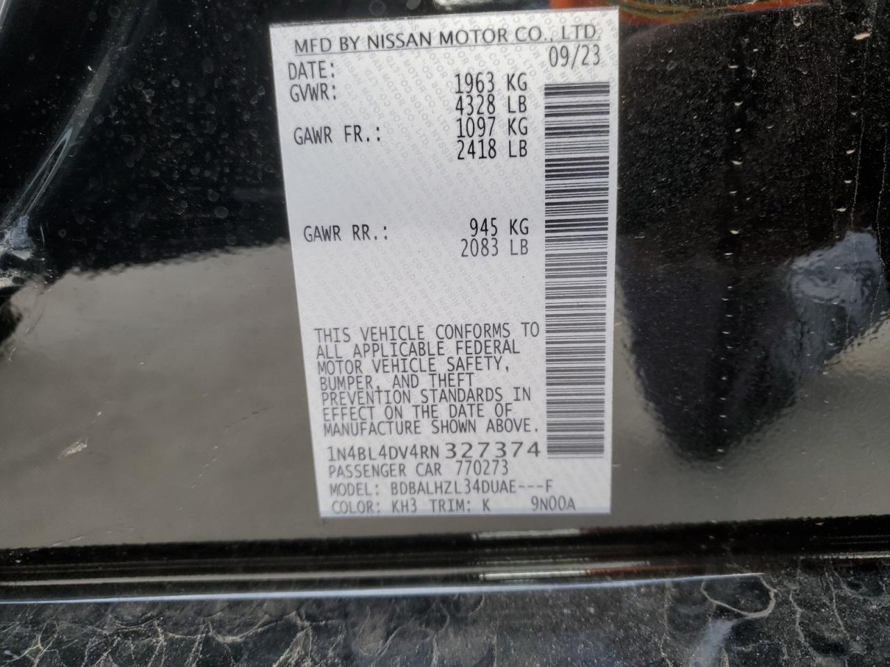 1N4BL4DV4RN327374 NISSAN ALTIMA 2024