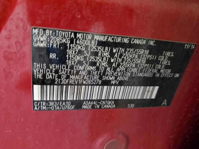 2015 TOYOTA RAV4 LIMIT 2T3DFREV1FW265278