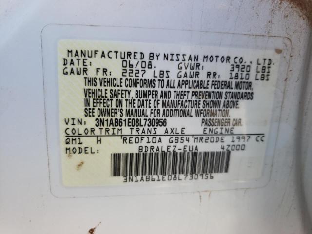 2008 Nissan Sentra 2.0 VIN: 3N1AB61E08L730956 Lot: 47136094