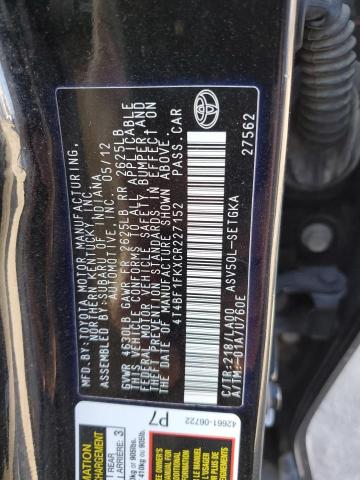 2012 Toyota Camry Base VIN: 4T4BF1FKXCR227152 Lot: 43169794