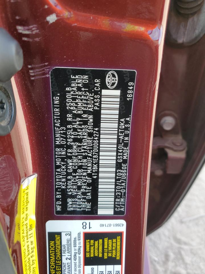 4T1BK1EB7DU064274 2013 Toyota Avalon Base 4T1BK1EB7DU064274 2013 Toyota Avalon Base