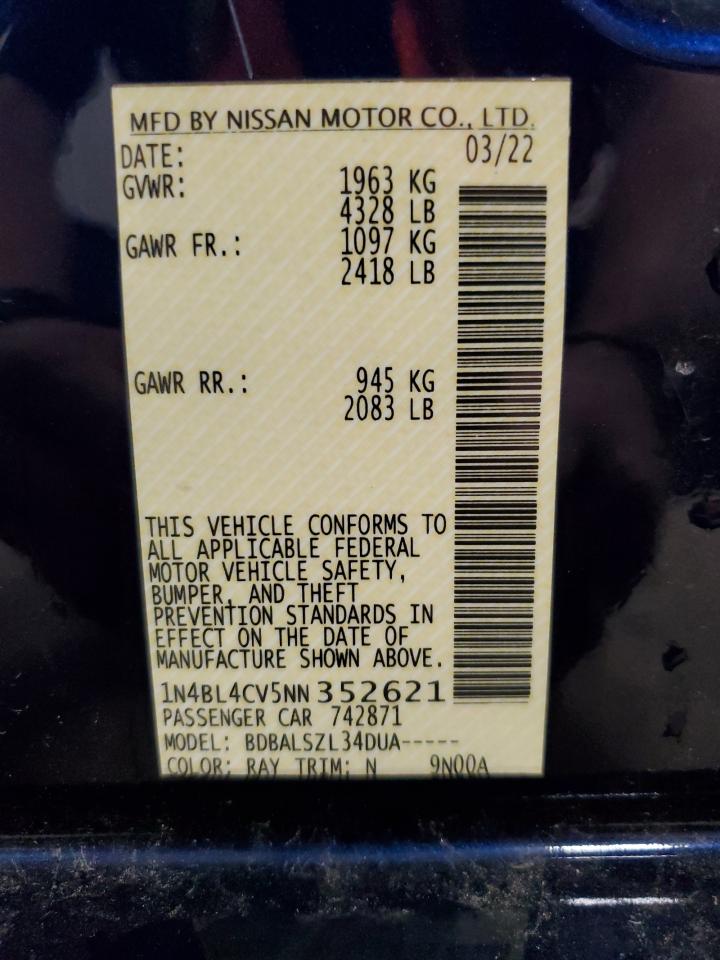 1N4BL4CV5NN352621 NISSAN ALTIMA 2022
