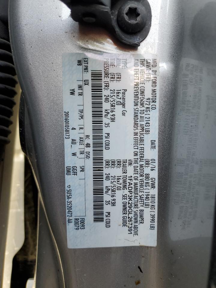 1FADP3K29GL267391 FORD FOCUS 2016