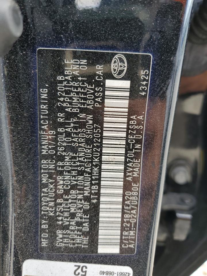 4T1B11HK1KU212057 2019 Toyota Camry L