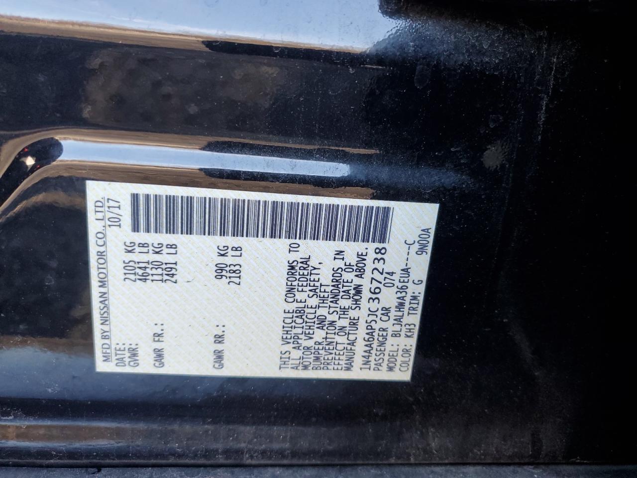1N4AA6AP5JC367238 NISSAN MAXIMA 2018