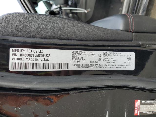 2021 Dodge Durango R/T VIN: 1C4SDHCT5MC694335 Lot: 41093464