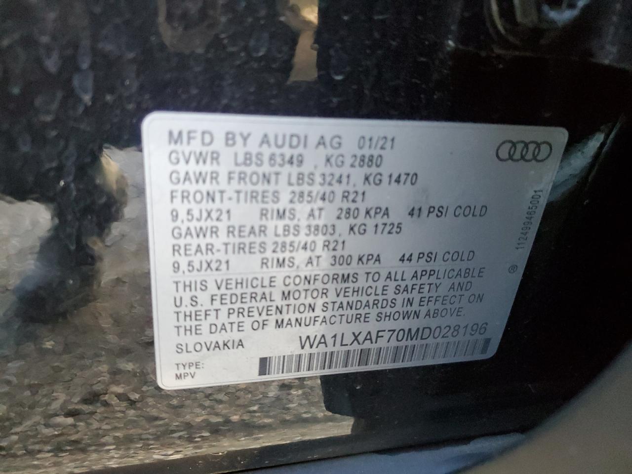 WA1LXAF70MD028196 2021 Audi Q7 Premium Plus