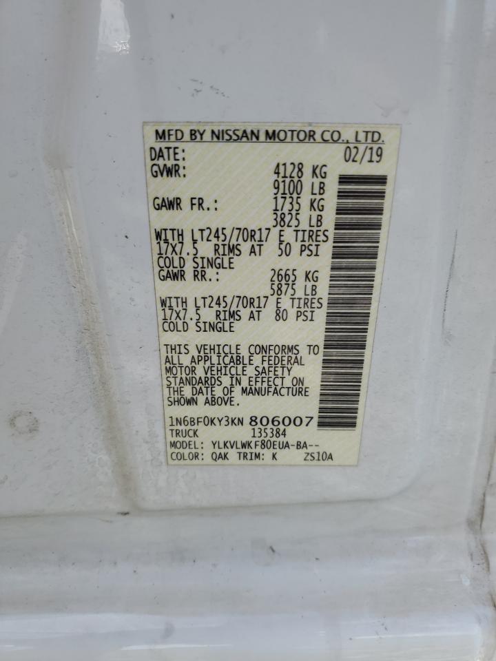 1N6BF0KY3KN806007 NISSAN NV 2019
