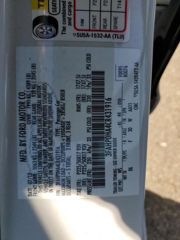 2012 Ford Fusion Se VIN: 3FAHP0HA4CR431916 Lot: 44149264