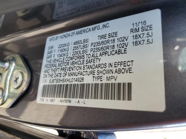 2017 ACURA RDX TECHNO 5J8TB3H5XHL014928