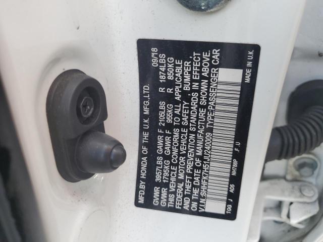 2018 HONDA CIVIC EX - SHHFK7H51JU240009