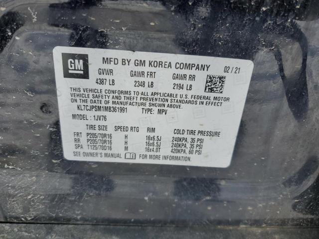 2021 CHEVROLET TRAX 1LT KL7CJPSM1MB361991