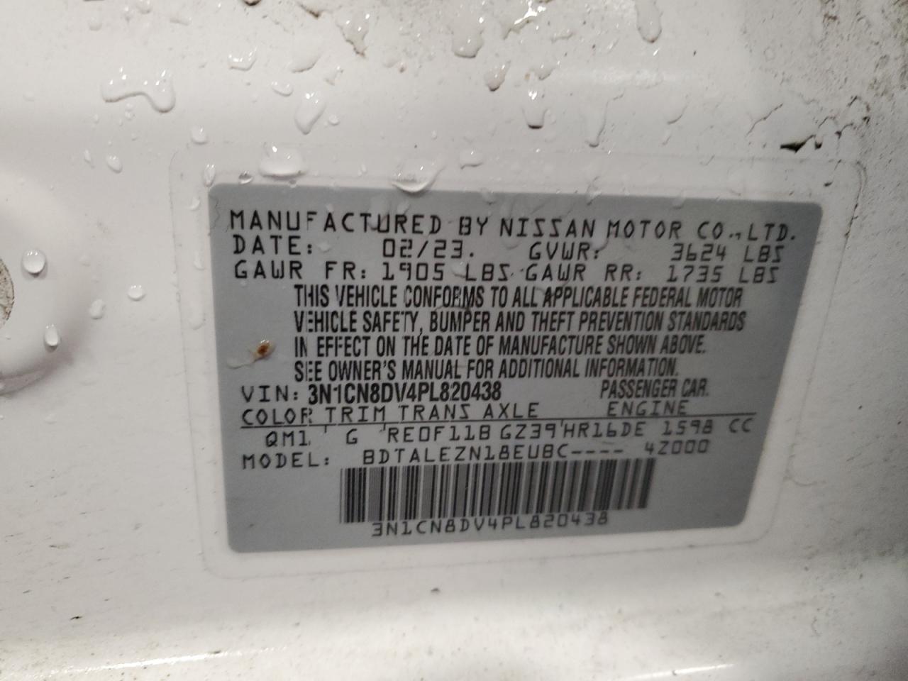 3N1CN8DV4PL820438 NISSAN VERSA 2023