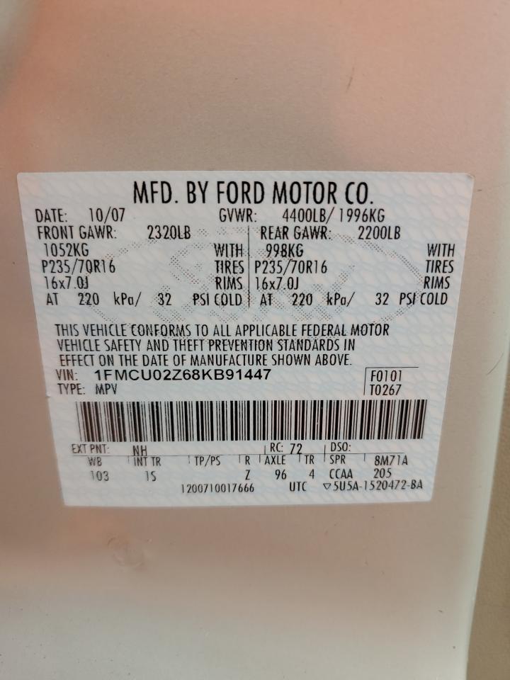 1FMCU02Z68KB91447 2008 Ford Escape Xls