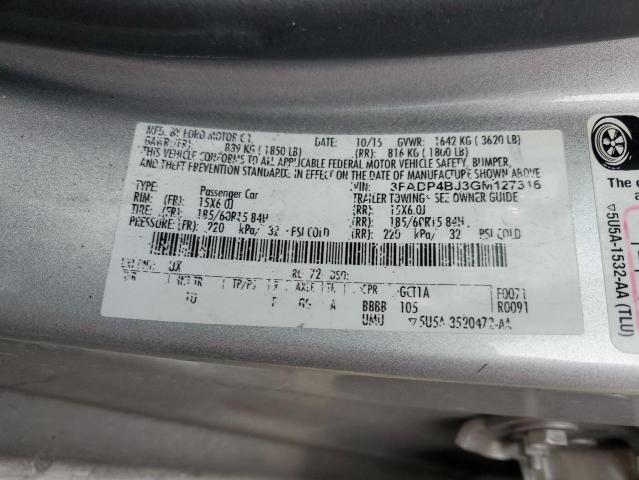 2016 FORD FIESTA SE 3FADP4BJ3GM127316