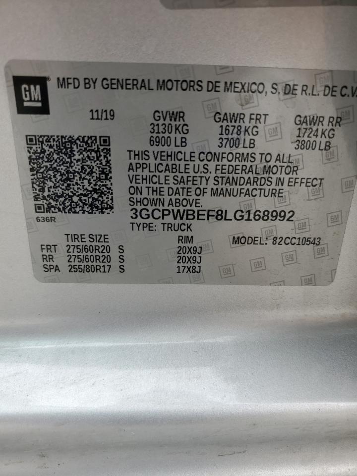 3GCPWBEF8LG168992 CHEVROLET ALL Models 2020