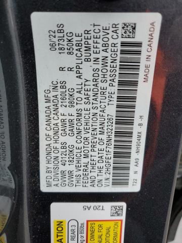 2022 HONDA CIVIC EX 2HGFE1F76NH323267