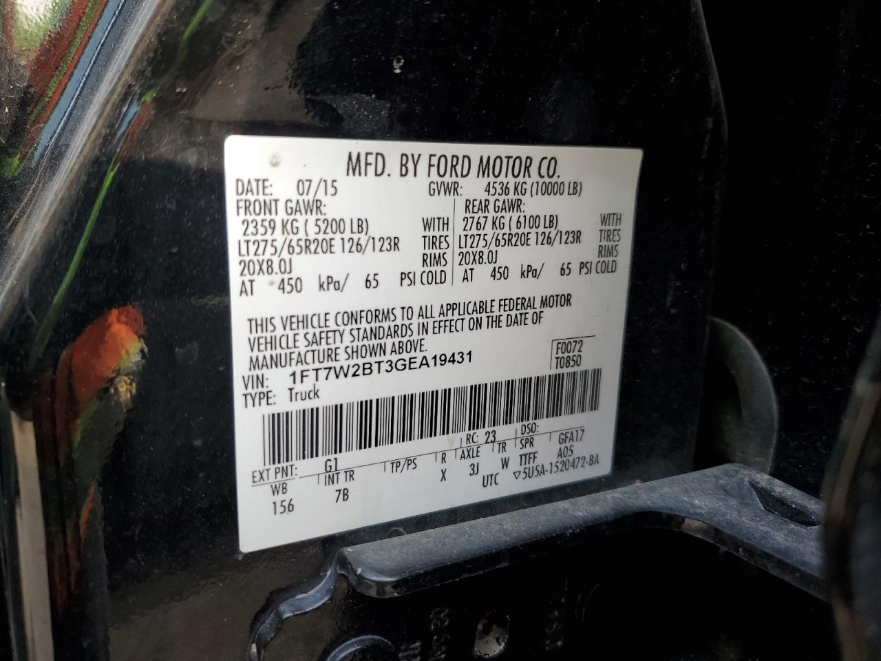 1FT7W2BT3GEA19431 FORD F250 2016