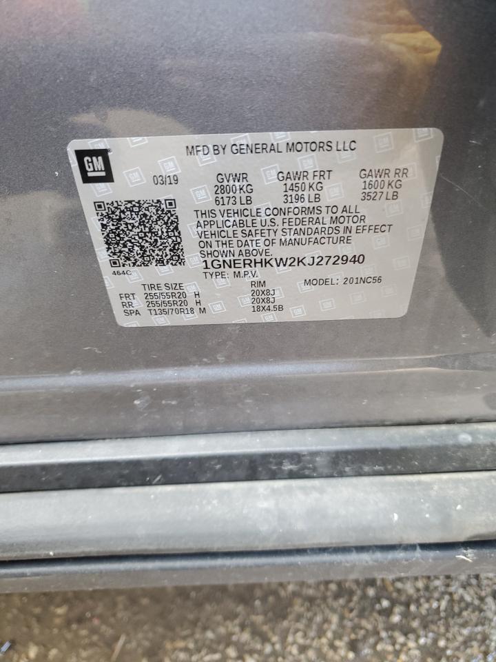 1GNERHKW2KJ272940 CHEVROLET TRAVERSE 2019