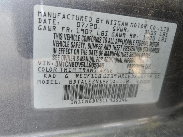 3N1CN8DV5LL905346 Nissan Versa S 12