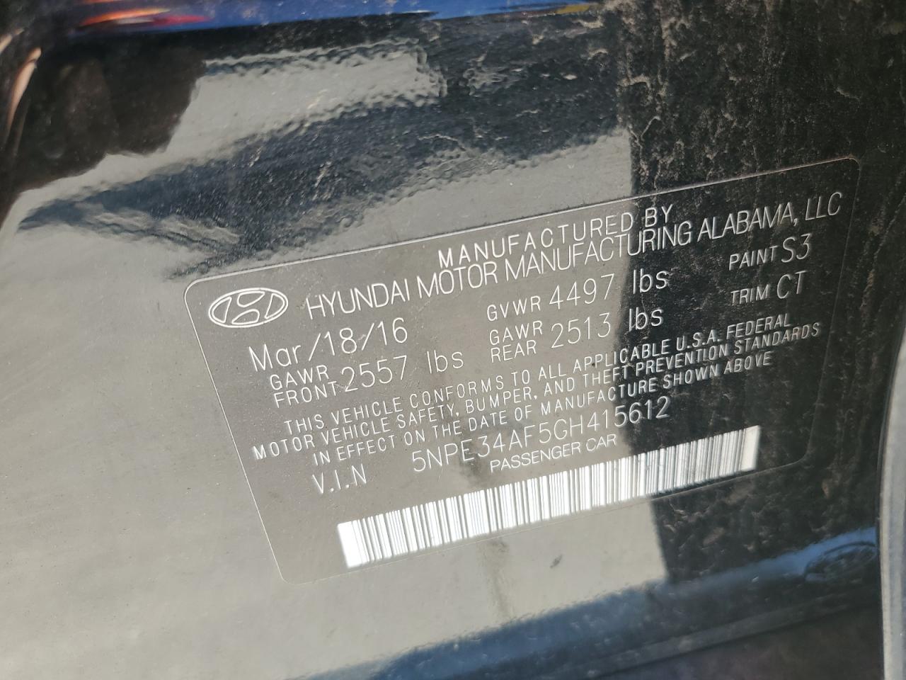5NPE34AF5GH415612 2016 Hyundai Sonata Sport