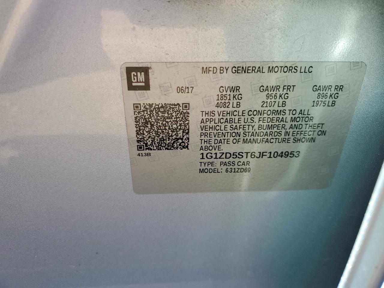 1G1ZD5ST6JF104953 CHEVROLET MALIBU 2018