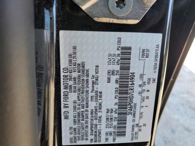 VIN 3FA6P0HD7LR164904 2020 Ford Fusion, SE no.12