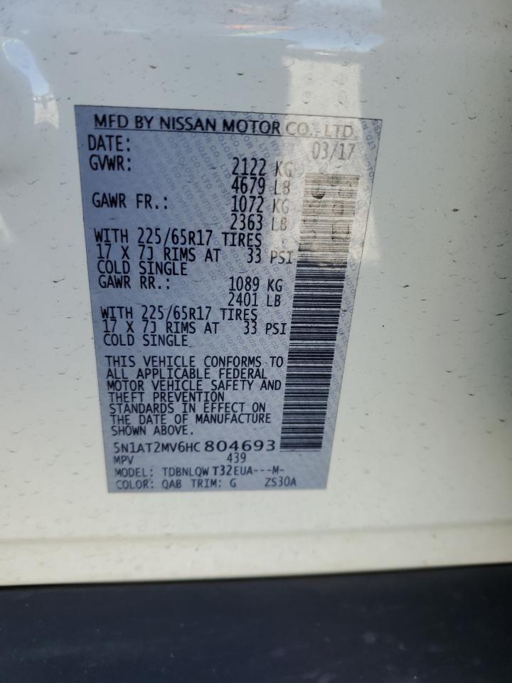 5N1AT2MV6HC804693 NISSAN ROGUE 2017