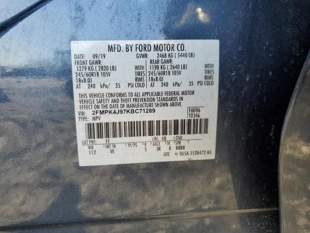 2019 FORD EDGE SEL 2FMPK4J97KBC71289