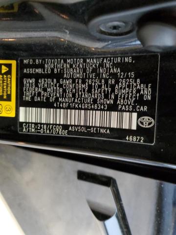 2016 TOYOTA CAMRY LE 4T4BF1FK4GR546343