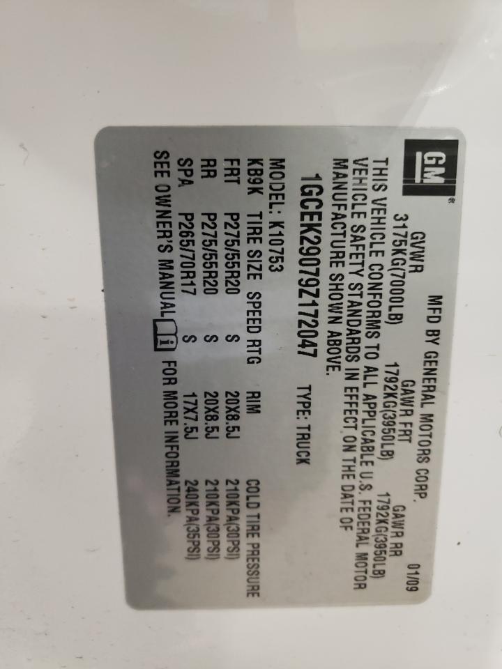 1GCEK29079Z172047 2009 Chevrolet Silverado K1500 Lt