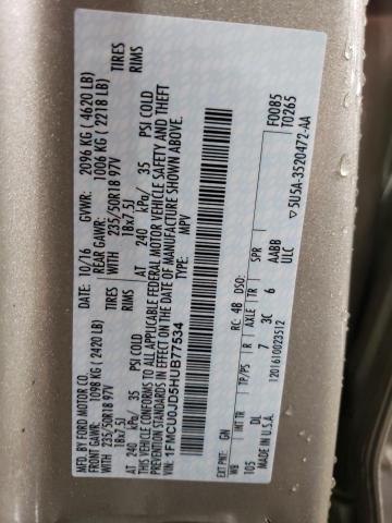 2017 FORD ESCAPE TIT 1FMCU0JD5HUB77534