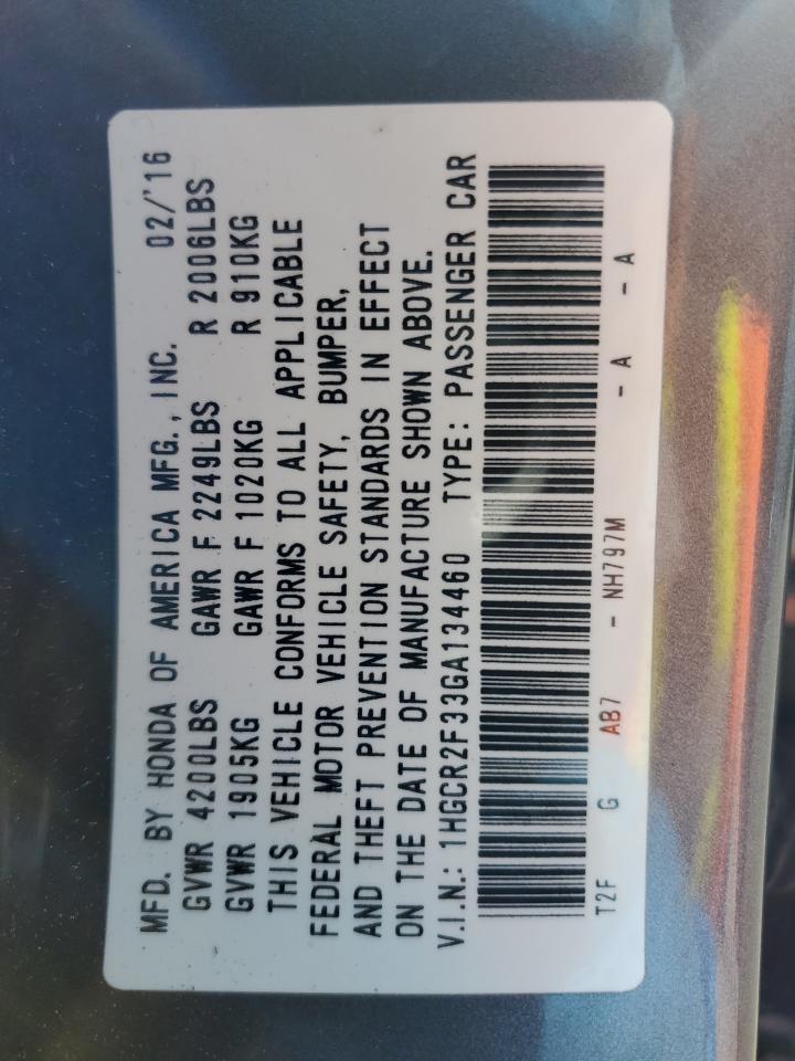 1HGCR2F33GA134460 HONDA ACCORD 2016
