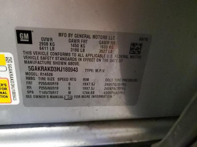 2017 BUICK ENCLAVE - 5GAKRAKD3HJ180943